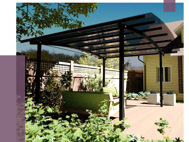 Навесы для террасы в Ишимбае от 12930 руб. под ключ | ПРОЛЁТ-Шмб